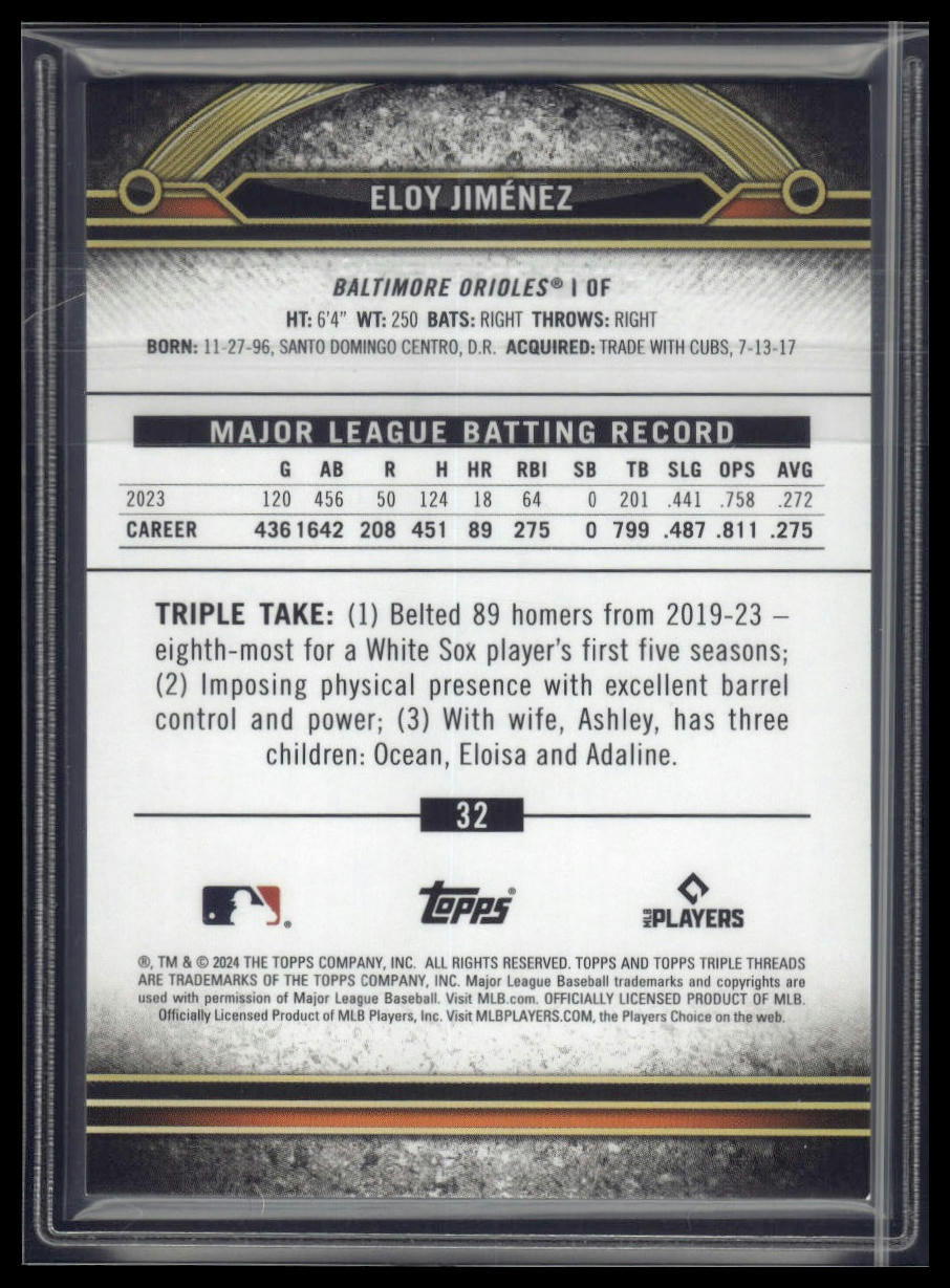 2024 Topps Triple Threads #32 Eloy Jiménez Onyx #/50