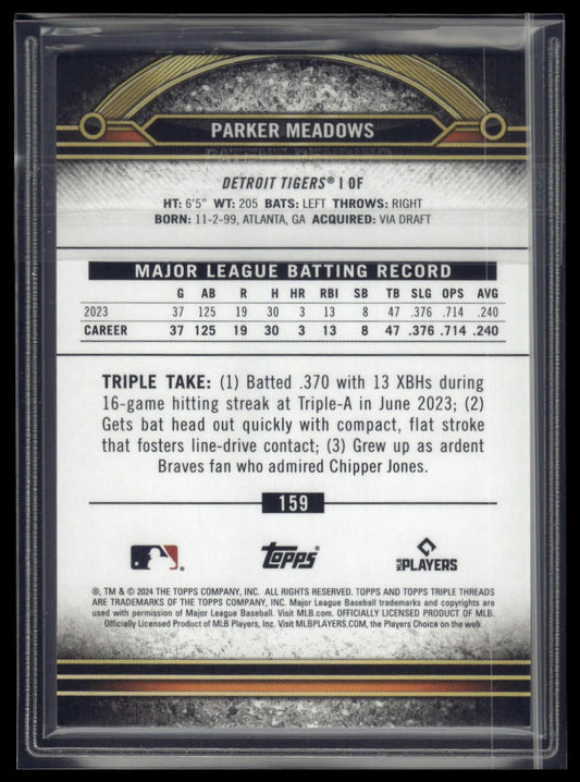 2024 Topps Triple Threads #159 Parker Meadows Gold #/99