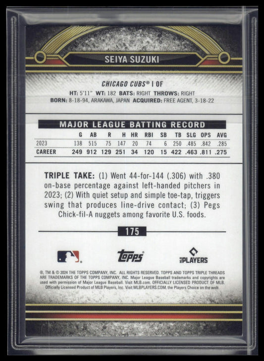 2024 Topps Triple Threads #175 Seiya Suzuki Citrine #/75
