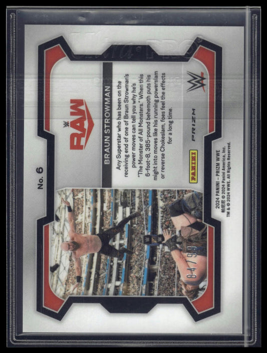 2024 Panini Prizm WWE #6 Braun Strowman Orange Prizms #/99