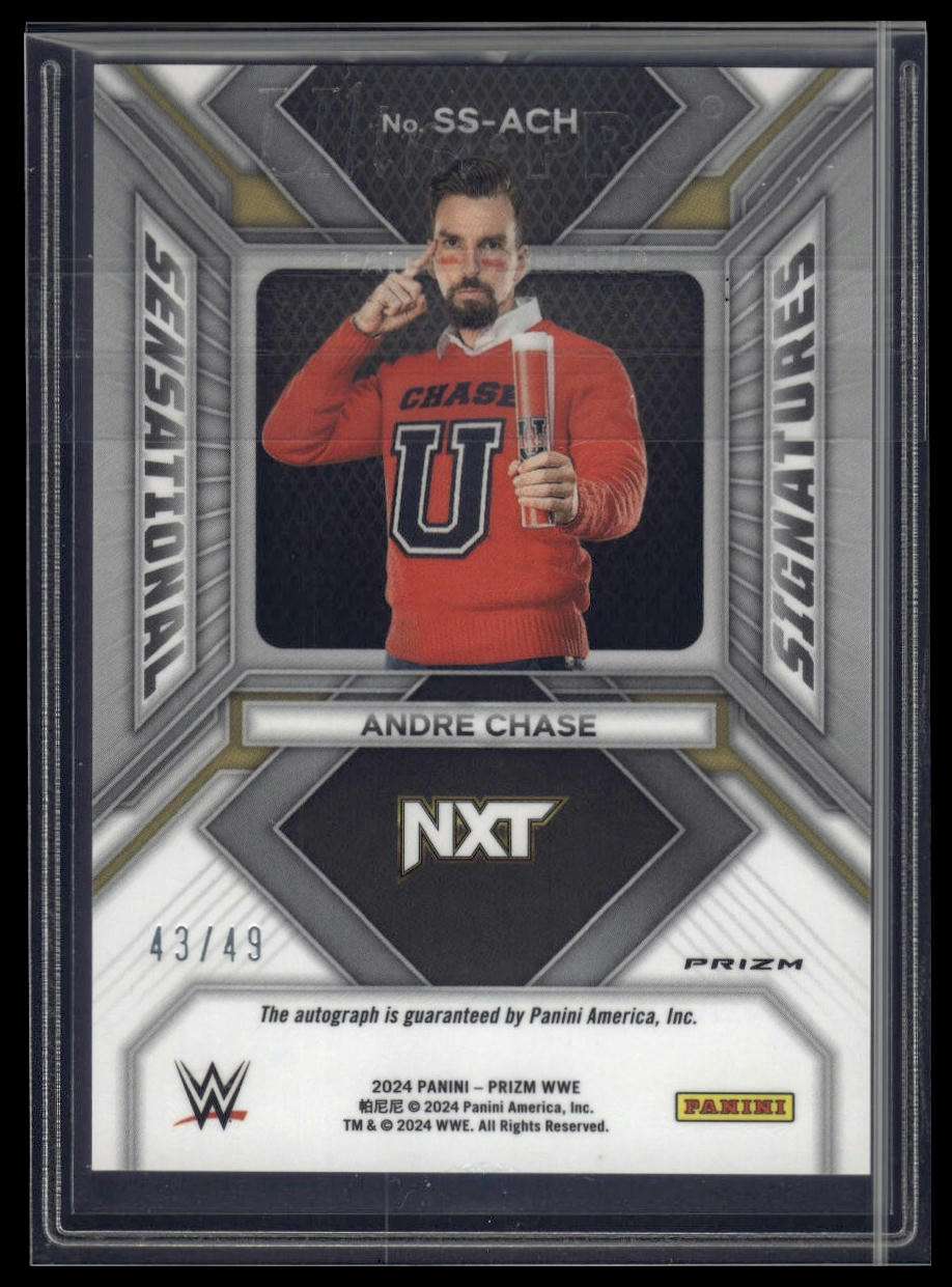 2024 Panini Prizm WWE #SS-ACH Andre Chase Sensational Signatures Blue #/49
