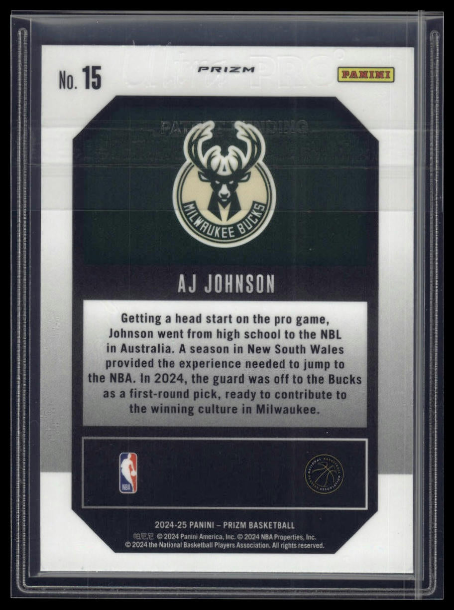 2024-25 Panini Prizm #15 AJ Johnson Emergent Prizms Green