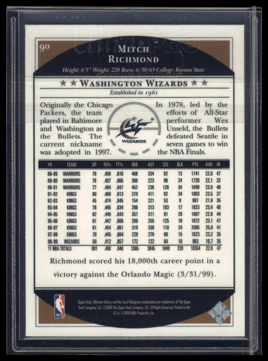 1999-00 Upper Deck Ultimate Victory #90 Mitch Richmond