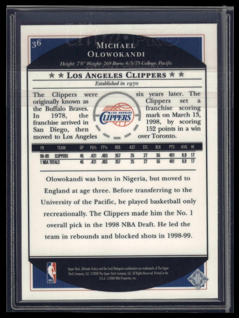 1999-00 Upper Deck Ultimate Victory #36 Michael Olowokandi