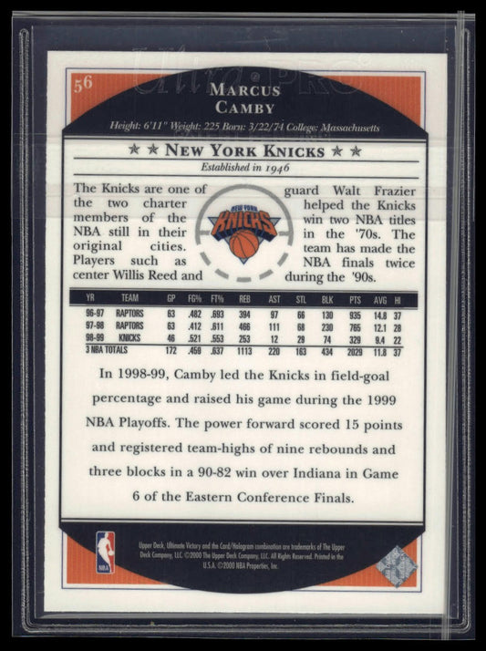 1999-00 Upper Deck Ultimate Victory #56 Marcus Camby
