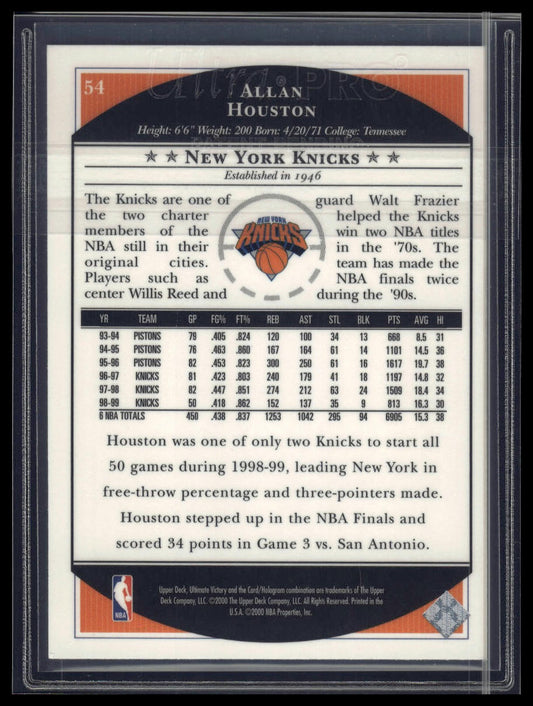 1999-00 Upper Deck Ultimate Victory #54 Allan Houston
