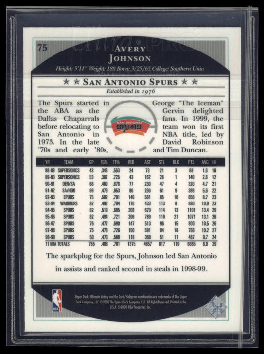 1999-00 Upper Deck Ultimate Victory #75 Avery Johnson