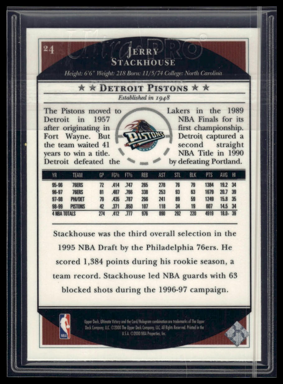 1999-00 Upper Deck Ultimate Victory #24 Jerry Stackhouse
