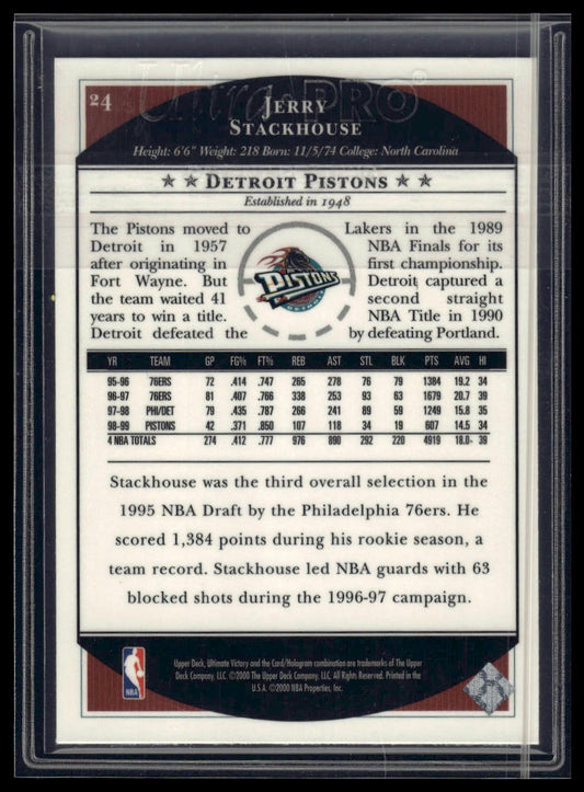 1999-00 Upper Deck Ultimate Victory #24 Jerry Stackhouse
