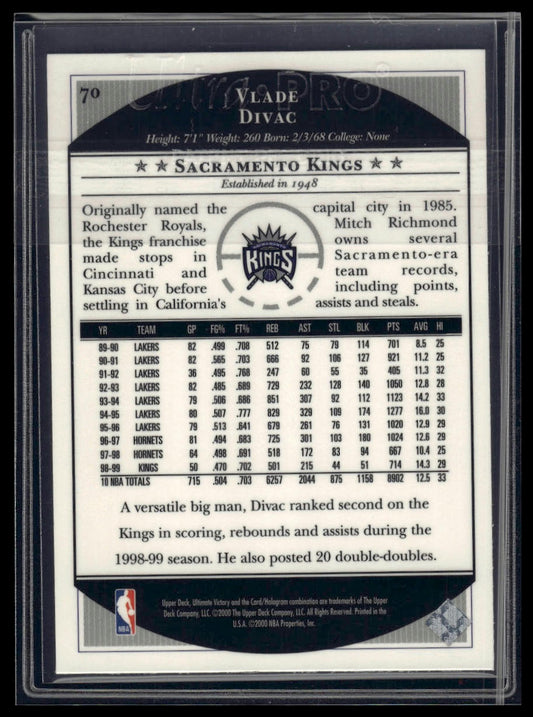 1999-00 Upper Deck Ultimate Victory #70 Vlade Divac