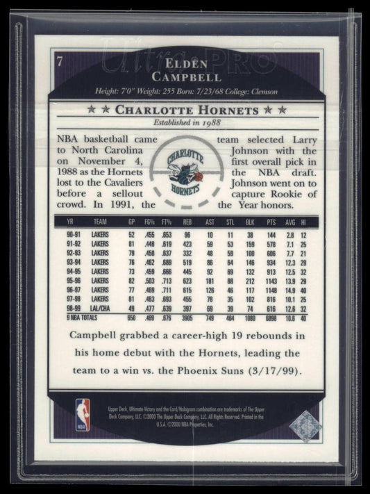 1999-00 Upper Deck Ultimate Victory #7 Elden Campbell