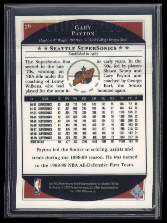 1999-00 Upper Deck Ultimate Victory #76 Gary Payton