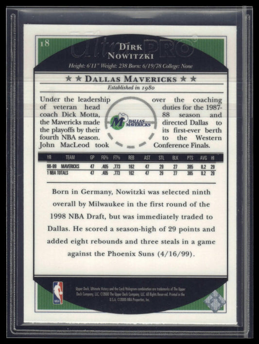 1999-00 Upper Deck Ultimate Victory #18 Dirk Nowitzki