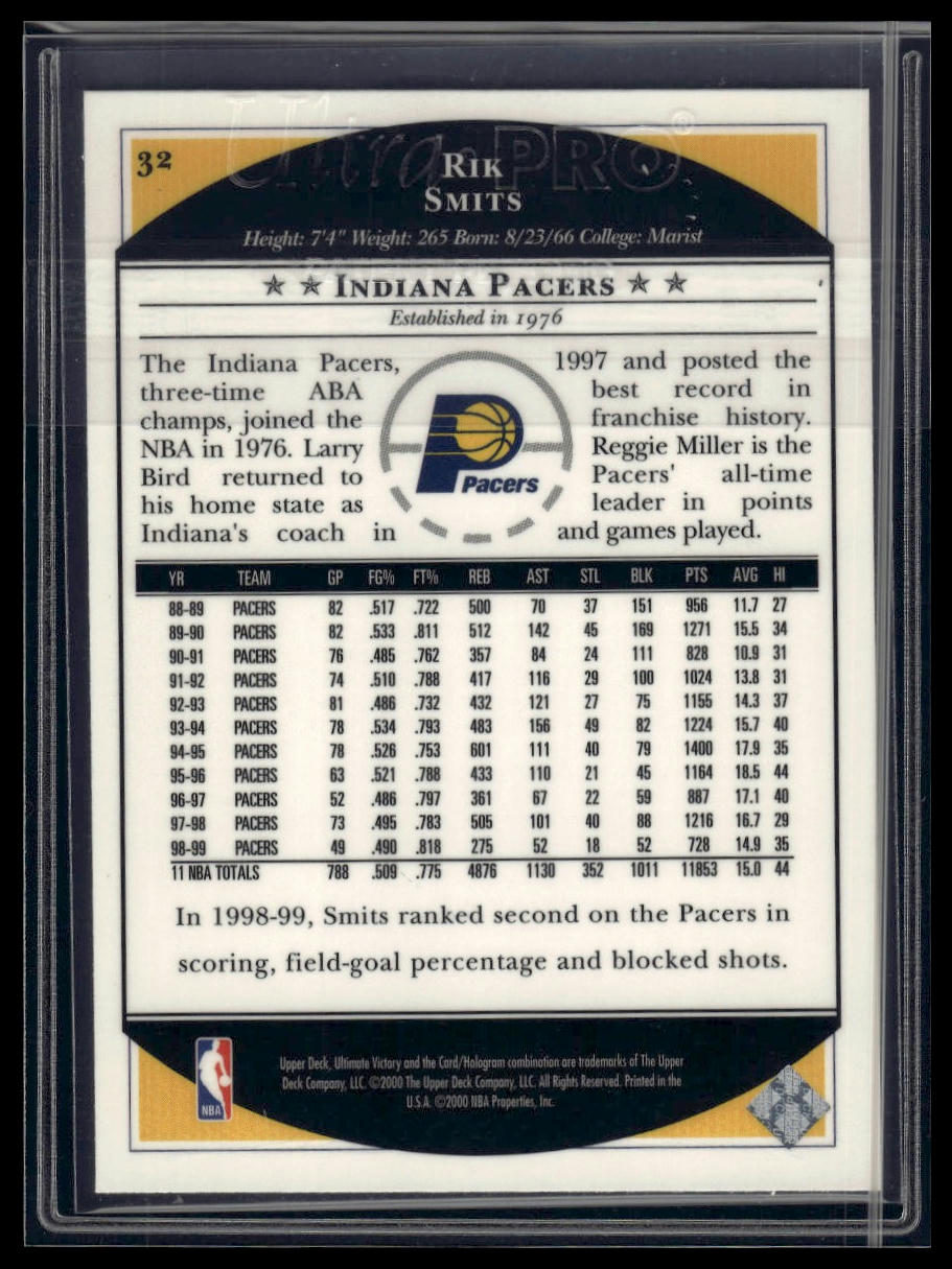 1999-00 Upper Deck Ultimate Victory #32 Rik Smits