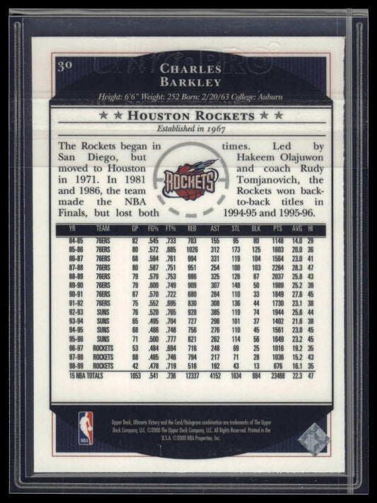 1999-00 Upper Deck Ultimate Victory #30 Charles Barkley