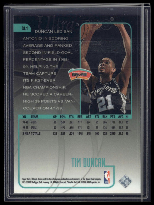 1999-00 Upper Deck Ultimate Victory #SL1 Tim Duncan Scorin' Legion