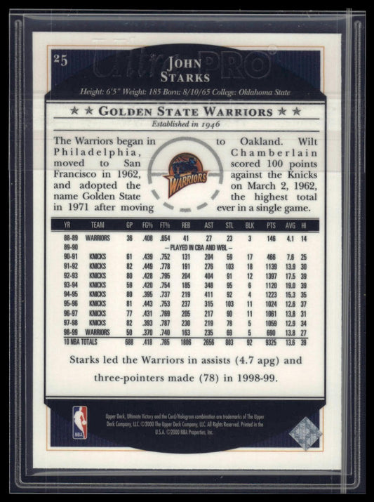 1999-00 Upper Deck Ultimate Victory #25 John Starks