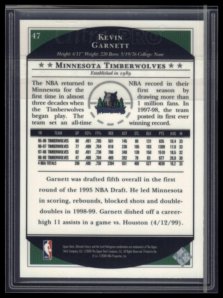1999-00 Upper Deck Ultimate Victory #47 Kevin Garnett