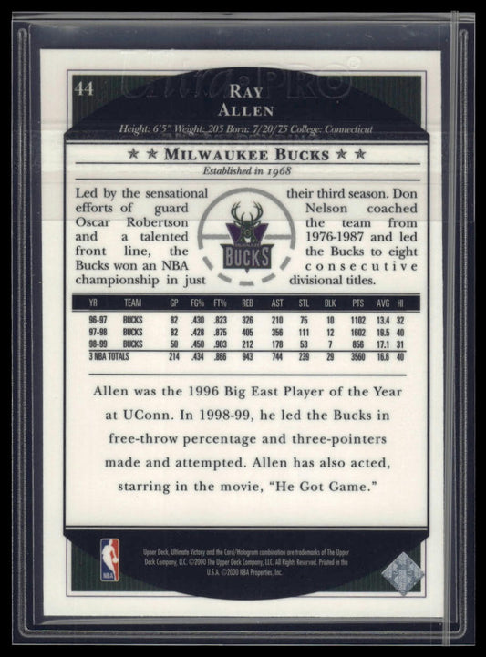 1999-00 Upper Deck Ultimate Victory #44 Ray Allen