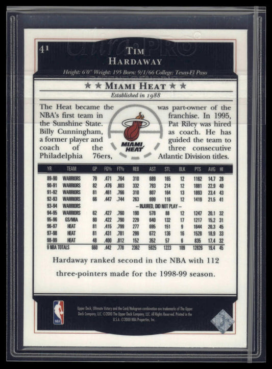 1999-00 Upper Deck Ultimate Victory #41 Tim Hardaway