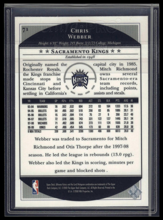 1999-00 Upper Deck Ultimate Victory #71 Chris Webber