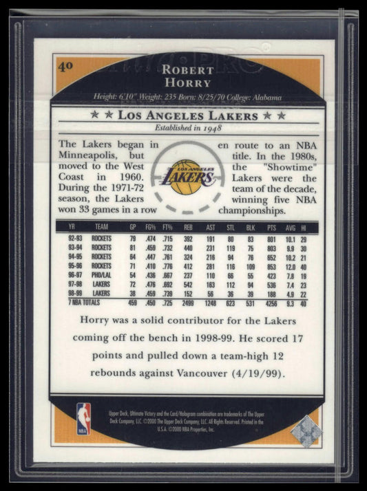 1999-00 Upper Deck Ultimate Victory #40 Robert Horry