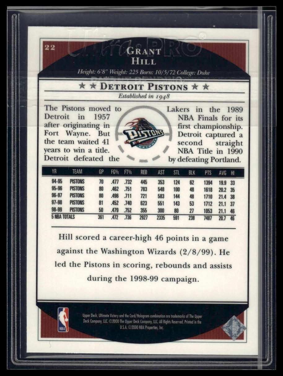 1999-00 Upper Deck Ultimate Victory #22 Grant Hill