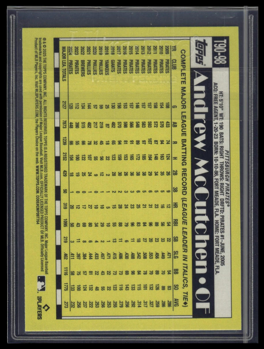 2025 Topps Series 1 Andrew McCutchen 1990 Topps Baseball 35th Anniversary