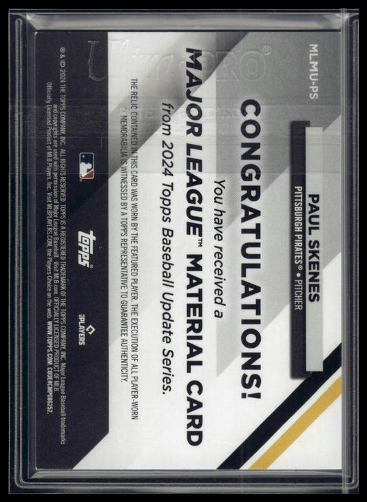 2025 Topps Series 1 #MLMU-PS Paul Skenes Major League Materials Relics