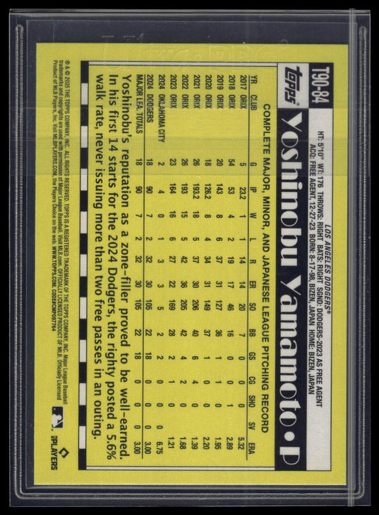 2025 Topps Series 1 Yoshinobu Yamamoto 1990 Topps Baseball 35th Anniversary