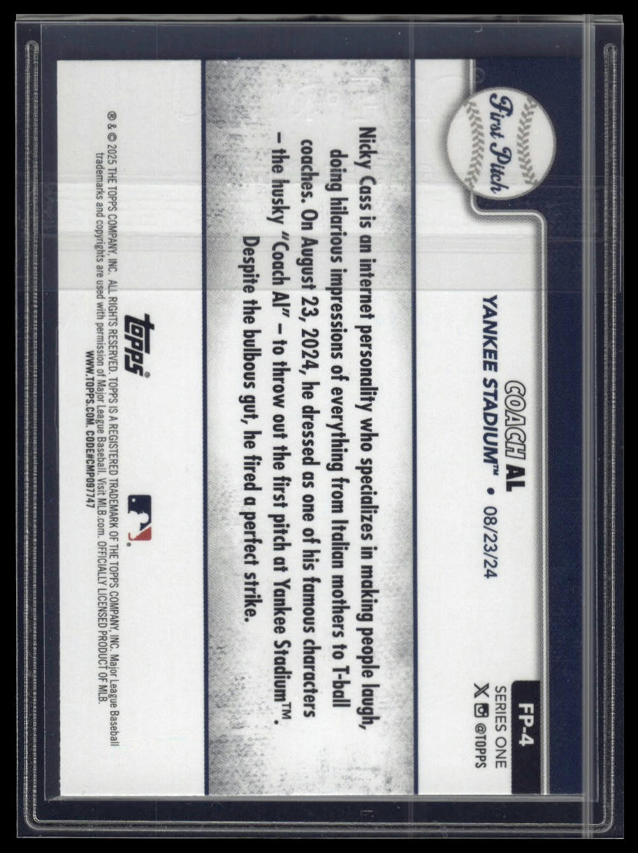 2025 Topps Series 1 #FP-4 Coach Al First Pitch (Series One)