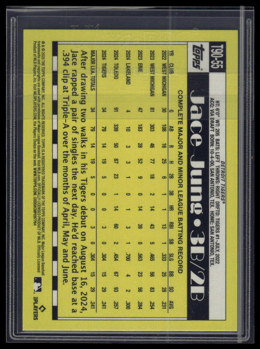 2025 Topps Series 1 Jace Jung 1990 Topps Baseball 35th Anniversary