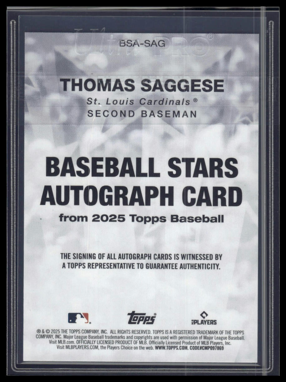 2025 Topps #BSA-SAG Thomas Saggese Baseball Stars Autographs (Series One)