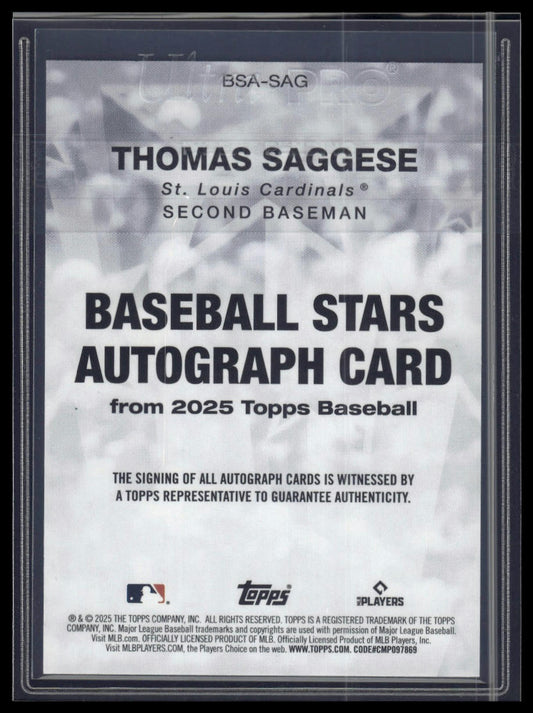 2025 Topps #BSA-SAG Thomas Saggese Baseball Stars Autographs (Series One)