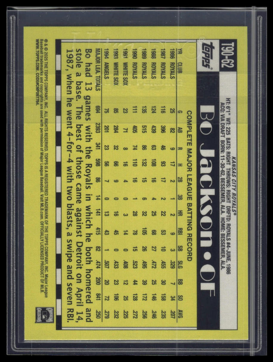 2025 Topps Bo Jackson 1990 Topps Baseball 35th Anniversary