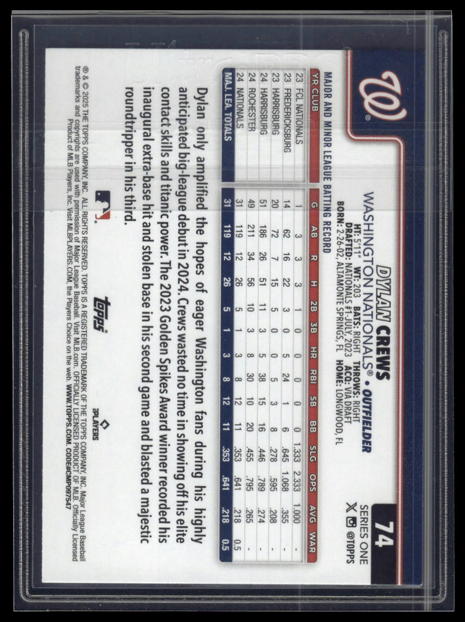 2025 Topps #74 Dylan Crews
