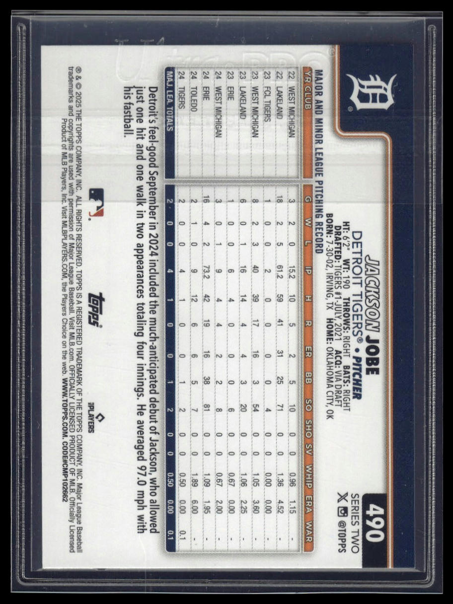 2025 Topps #490 Jackson Jobe Holo Foil