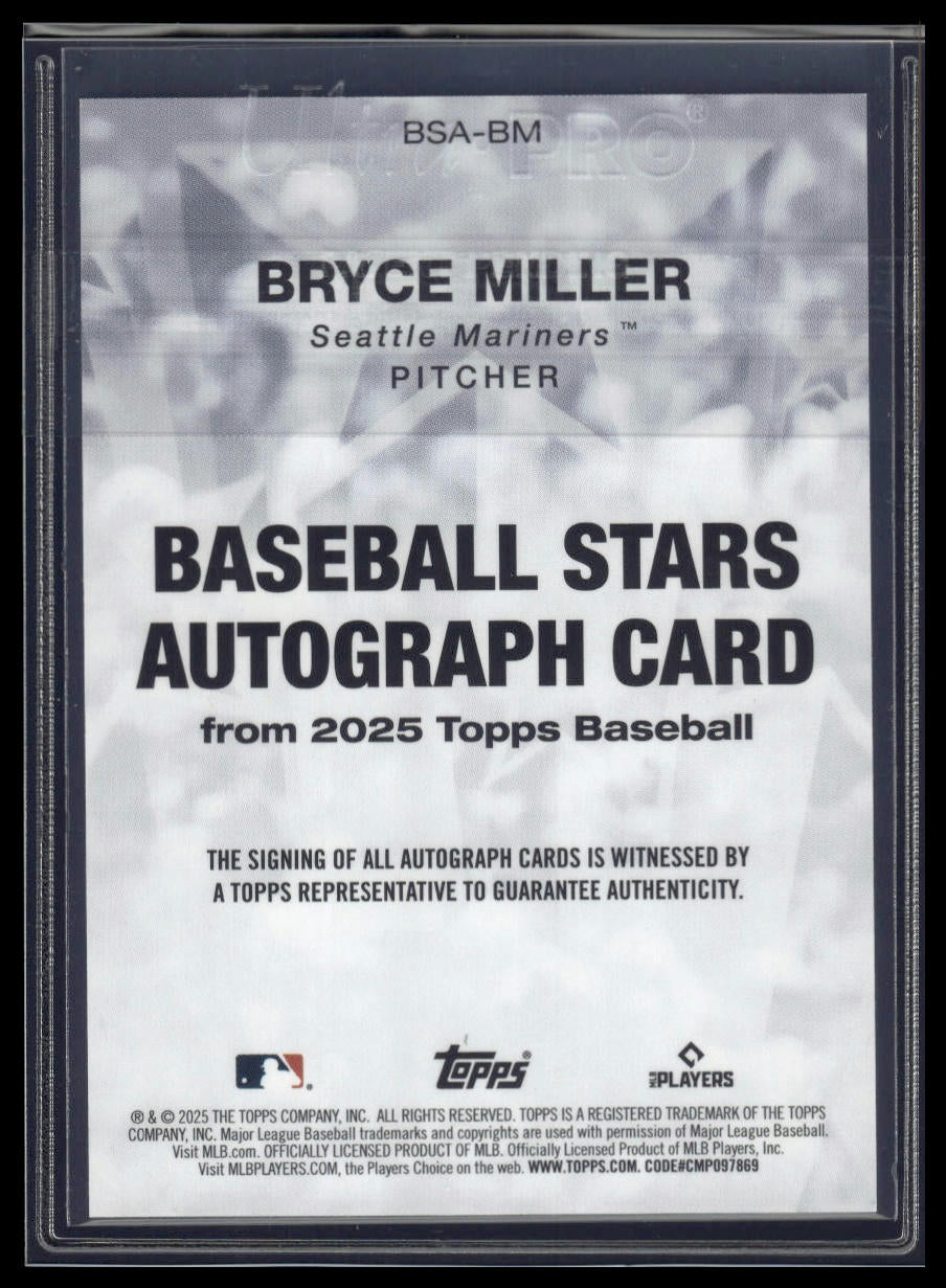 2025 Topps #BSA-BM Bryce Miller Baseball Stars Autographs (Series One)
