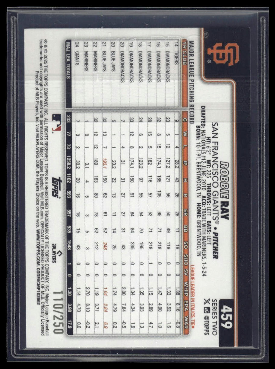 2025 Topps #459 Robbie Ray Purple Rainbow Foil #/250