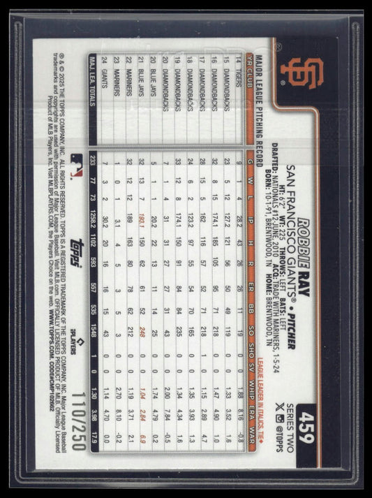 2025 Topps #459 Robbie Ray Purple Rainbow Foil #/250