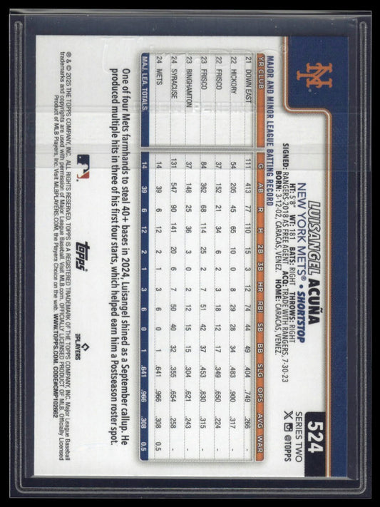 2025 Topps #524 Luisangel Acuña