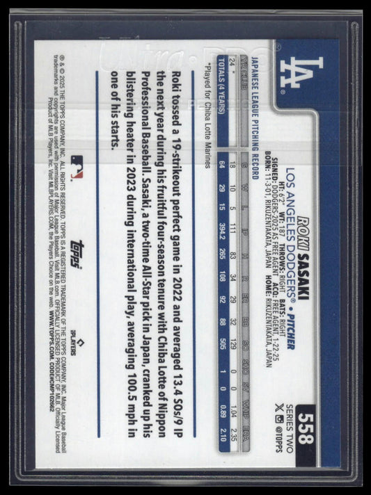 2025 Topps #558 Roki Sasaki
