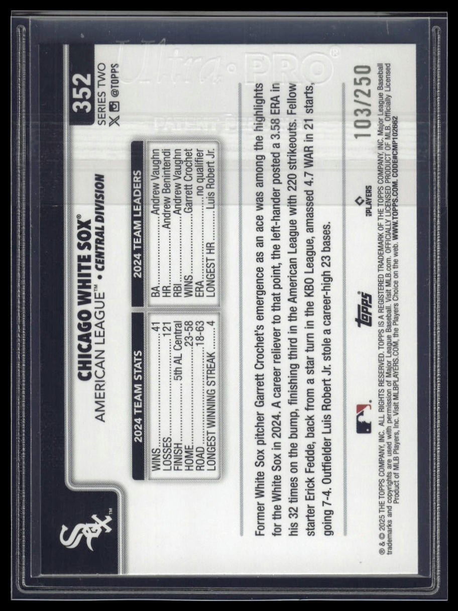 2025 Topps #352 Chicago White Sox Purple Rainbow Foil #/250