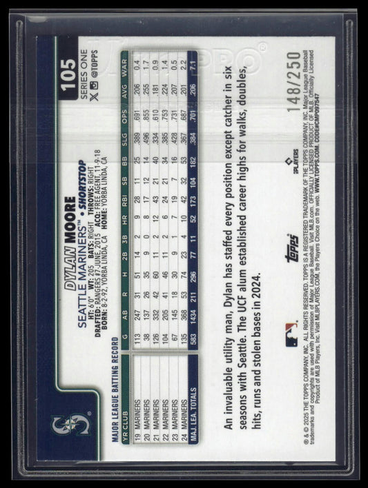 2025 Topps #105 Dylan Moore Purple Rainbow Foil #/250