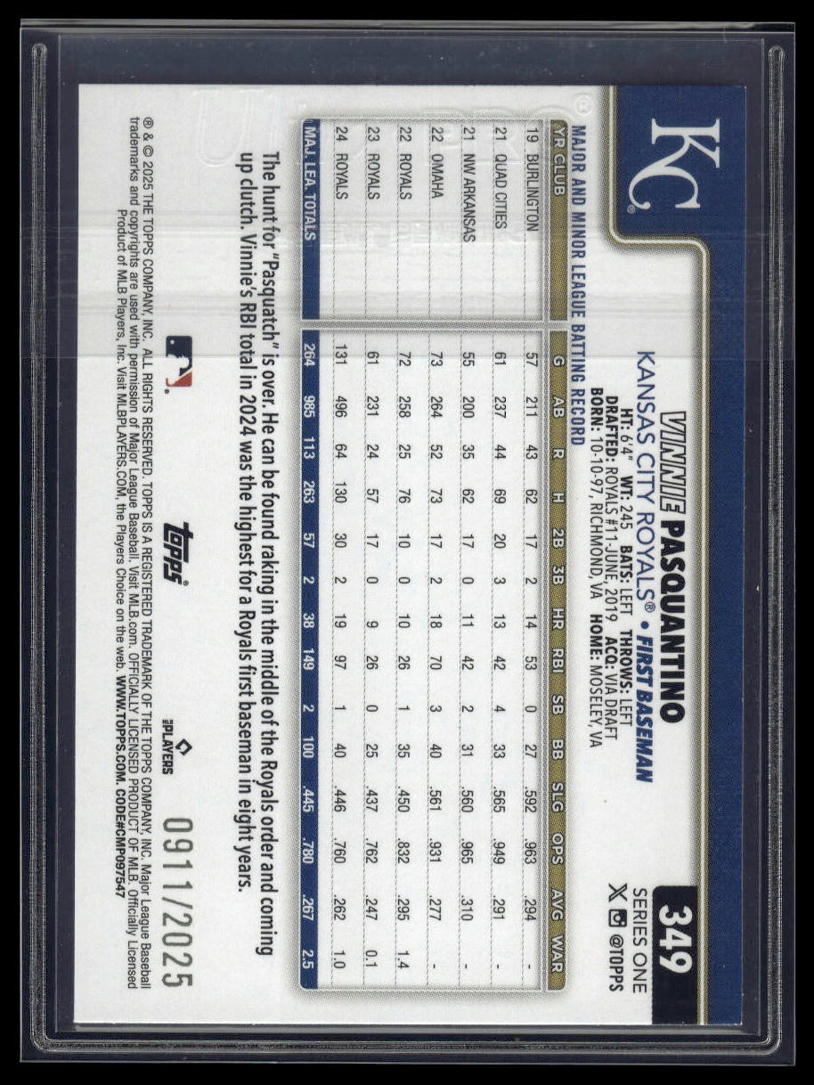 2025 Topps #349 Vinnie Pasquantino Gold #/2025