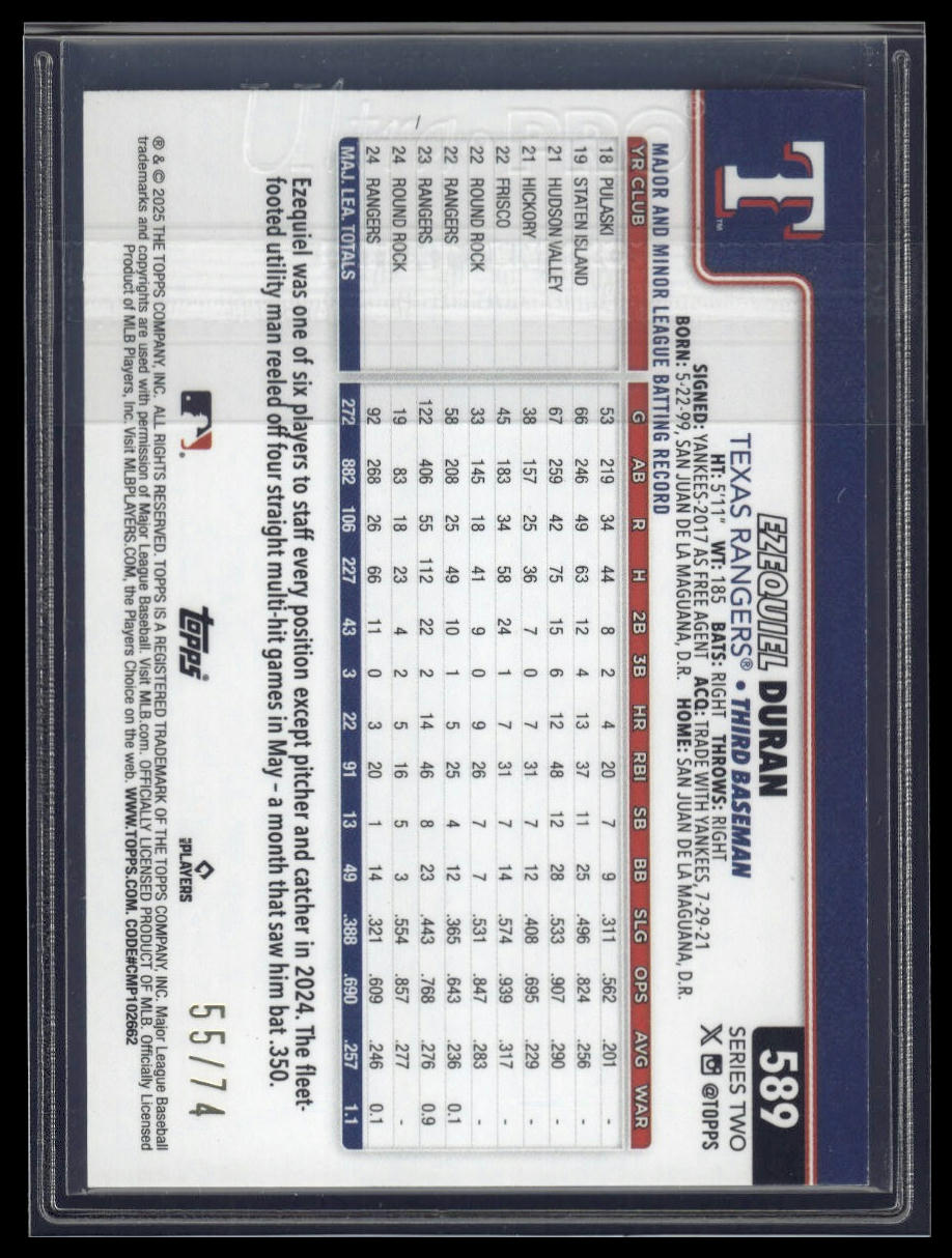 2025 Topps Series 1 #589 Ezequiel Duran Black /74