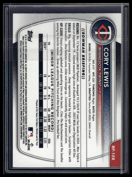 2025 Bowman #BP-128 Cory Lewis Prospects Sky Blue #/499