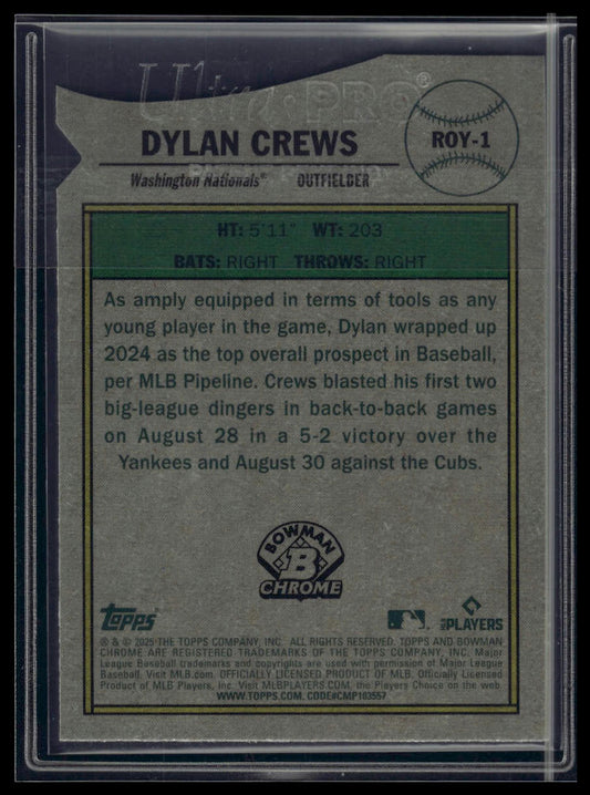 2025 Bowman #ROY-1 Dylan Crews Rookie of the Year Favorites Mojo Refractor