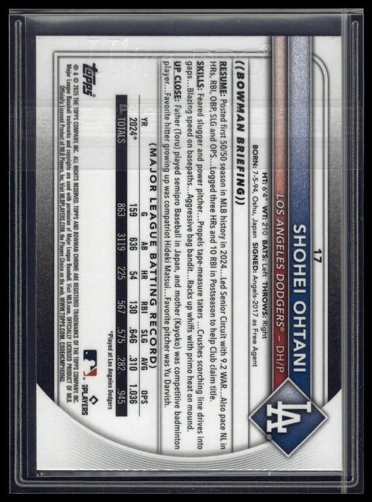 2025 Bowman Chrome #17 Shohei Ohtani Mega Box Mojo Chrome Refractor
