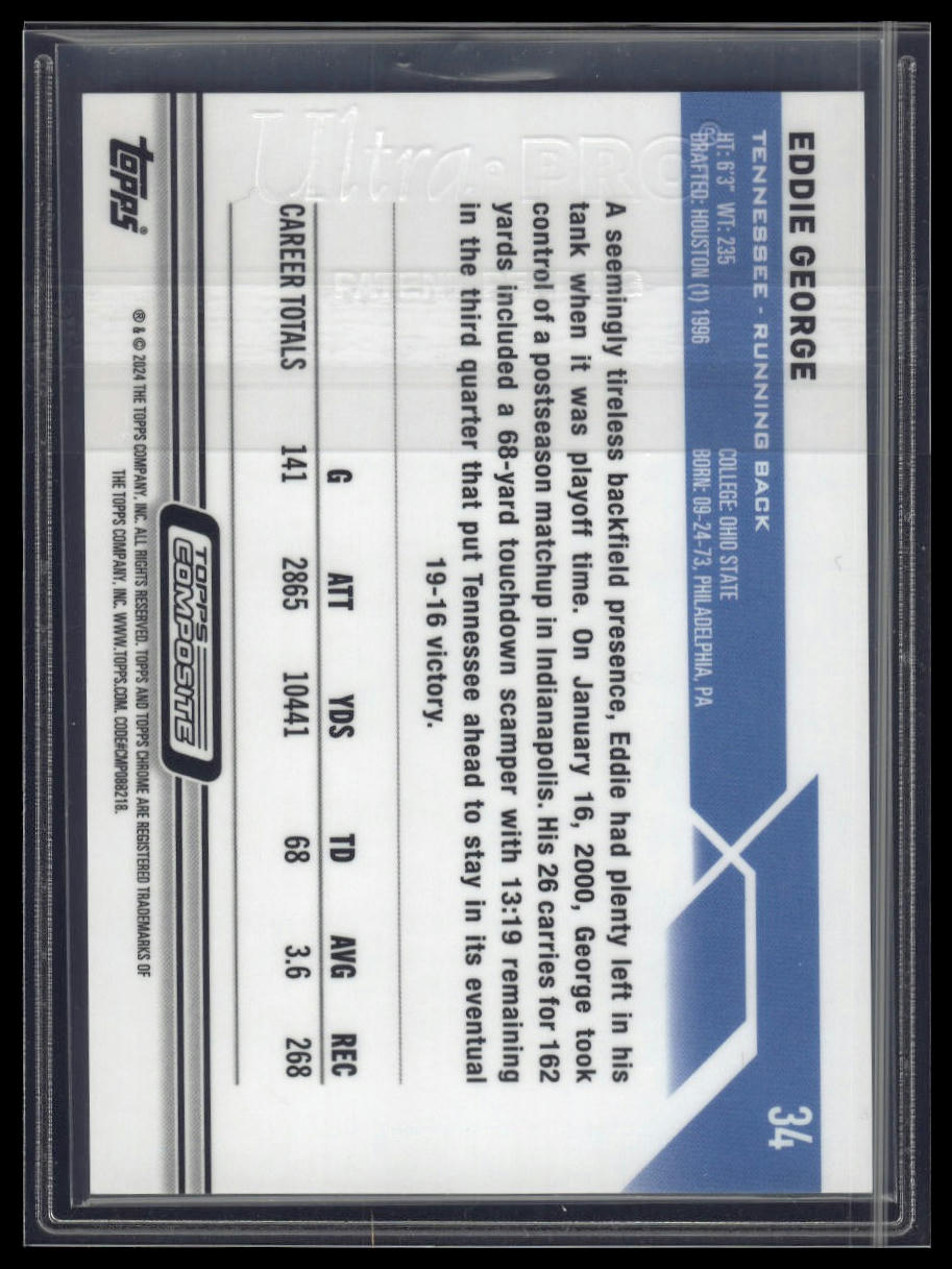 2023 Topps Composite #34 Eddie George Topps Chrome Green Refractor #/99